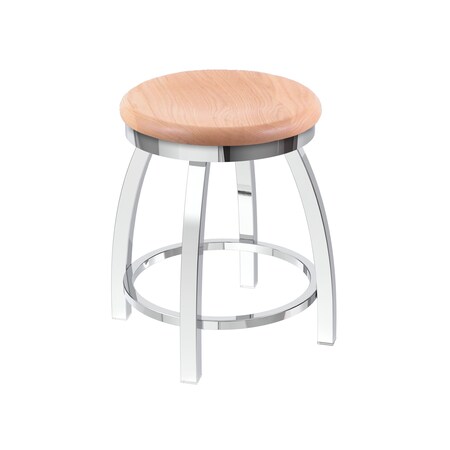 Holland Bar Stool Co 18" Swivel Vanity Stool, Chrome Finish, Nat Oak Seat 80218CHNatOak
